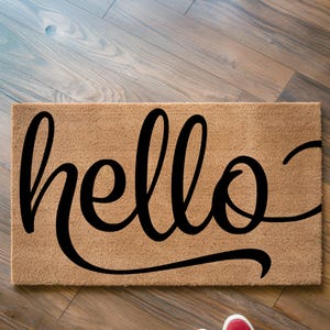 Natural Coir Hello Doormat, Farmhouse Entryway Decor, Housewarming Gift Bild 5