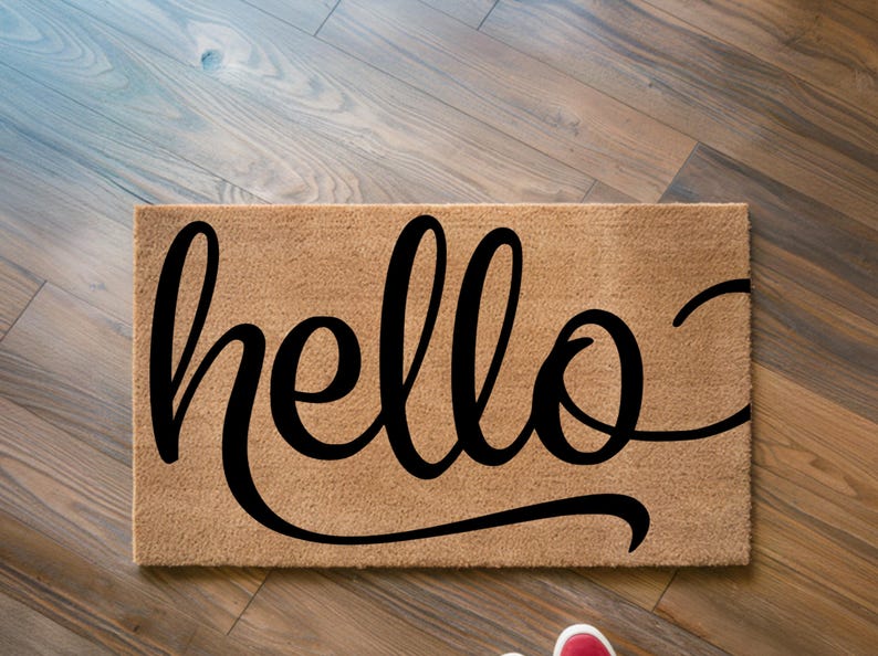 Natural Coir Hello Doormat, Farmhouse Entryway Decor, Housewarming Gift Bild 5