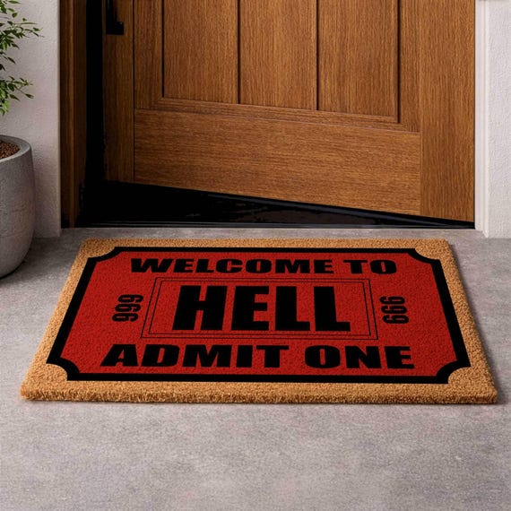 Welcome to Hell Doormat, Funny Horror Coir Mat - Etsy