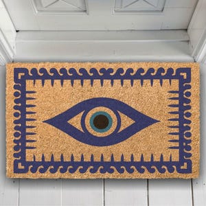 Evil Eye Doormat, Greek Evil Eye Protection Gift, Housewarming Gift, New Apartment Gift, Housewarming Protection Gift, Kabbalah, First Buyer