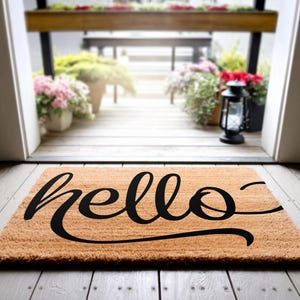 Natural Coir Hello Doormat, Farmhouse Entryway Decor, Housewarming Gift Bild 3