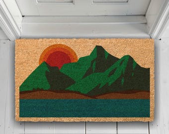 Landscape, Landscape Mountain front door decor, Spring Decor, Landscape Painting Door Mat, Housewarming Gift, new home gift, Farmhouse Decor