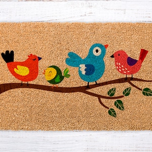 Birds doormat, Birds cute decor, Fall decor, Welcome Mat, Housewarming Gift, new home gift, Birds house mat, Closing Gift, gift for new home