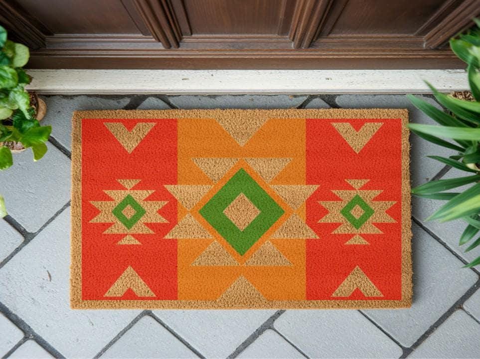 Boho Aztec Coir Doormat: Southwestern Home Decor - Etsy