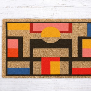 Contemporary Art, Artsy Gift, Housewarming Gift, Coir Doormat, Closing Gift, Modern Geometric Gift, Newlywed Gift, Welcome Geometric Doormat