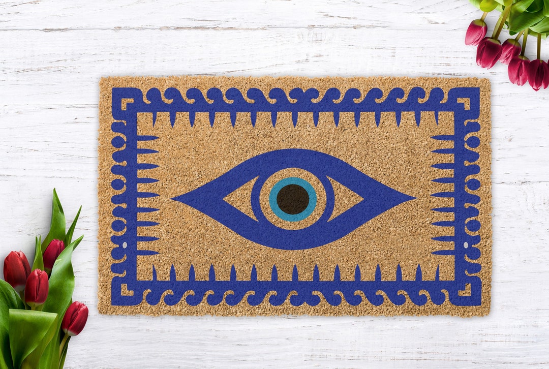 Evil Eye Doormat, Greek Evil Eye Protection Gift, Housewarming Gift