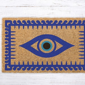 Evil Eye Doormat, Greek Evil Eye Protection Gift, Housewarming Gift, New Apartment Gift, Housewarming Protection Gift, Kabbalah, First Buyer