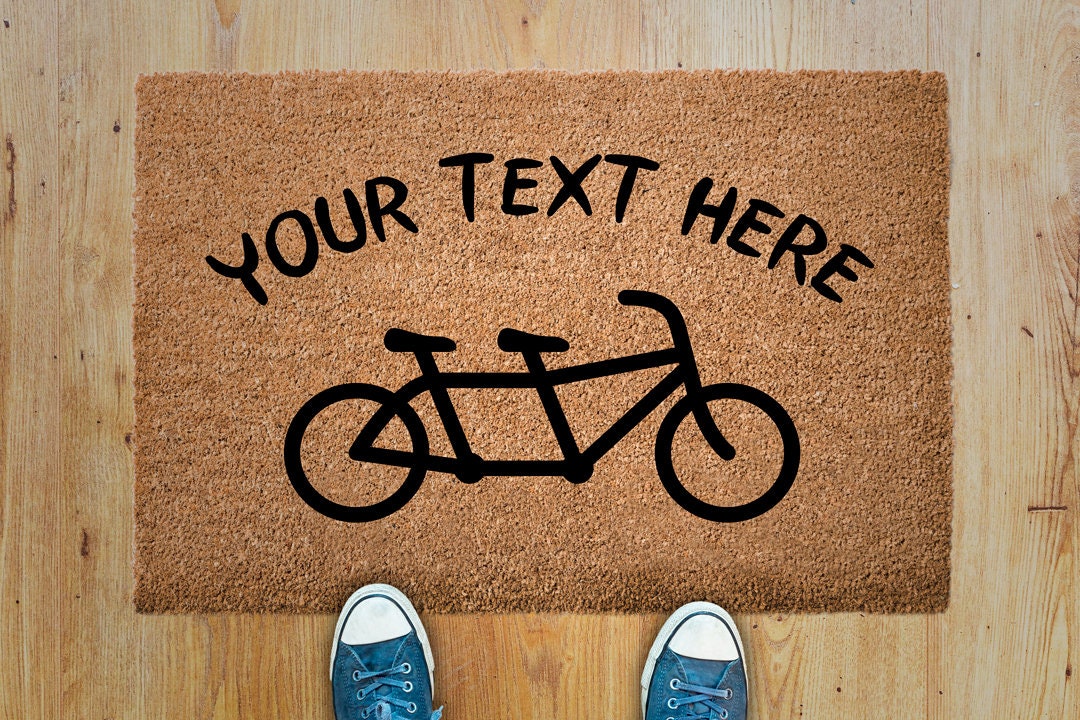Tandem Bike, Tandem Bicycle Doormat, Personalized Doormat, Custom
