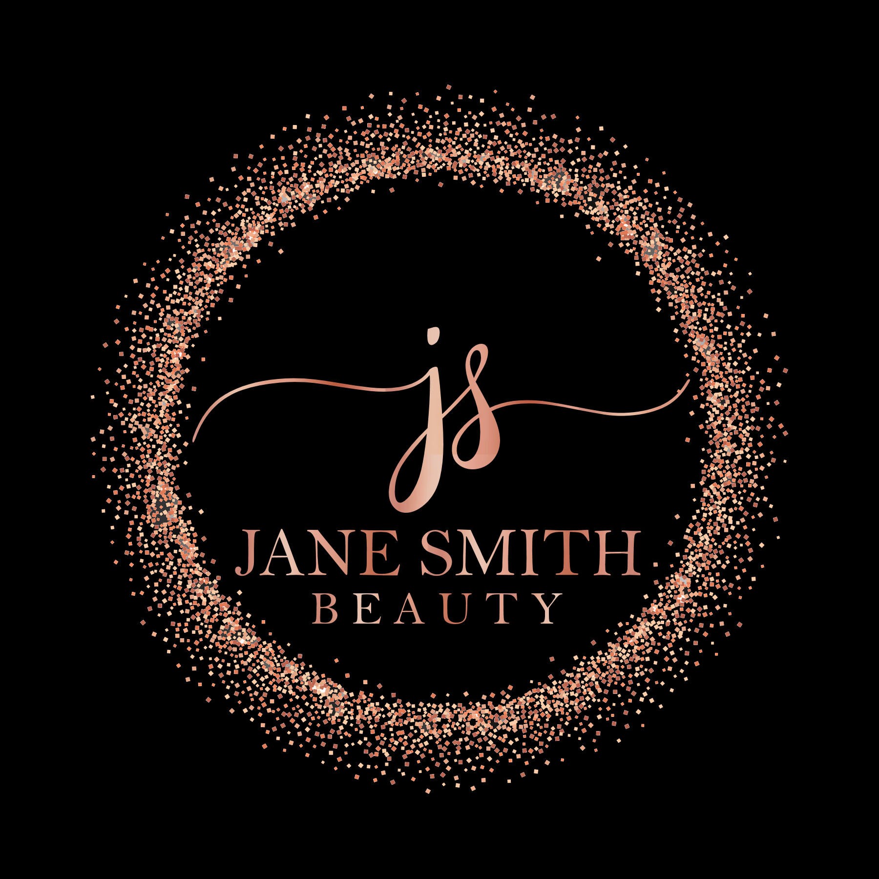 Premade Black and Rose Gold Confetti Logo Logo Design Pink - Etsy