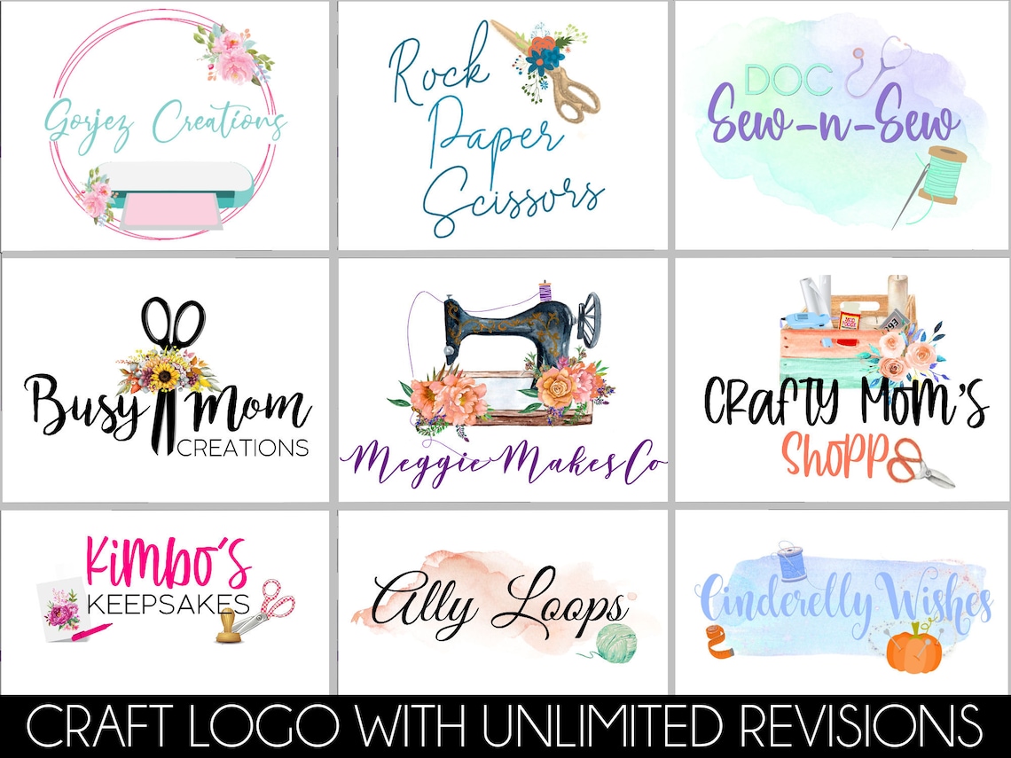 Crafting Logo Design Custom Branding Craft Business Logo Etsy