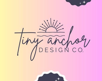 Boho Sun Logo Template for Canva | Beach Minimalist Premade Logo | Editable Premade Logo Design | Instant Download