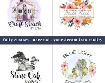 Individuelles Logo-Design – Aquarell, Floral, Rustikales Logo für Klein- oder Handwerksbetriebe | Einzigartiges Branding für Handmade Shops