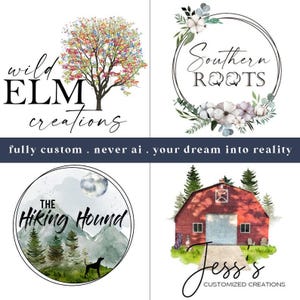 Rustic Logo, Custom Branding - Farm, Ranch, Homestead, Farmhouse, Barn, Country, Western, Desert, Floral, Watercolor - Marketing Package