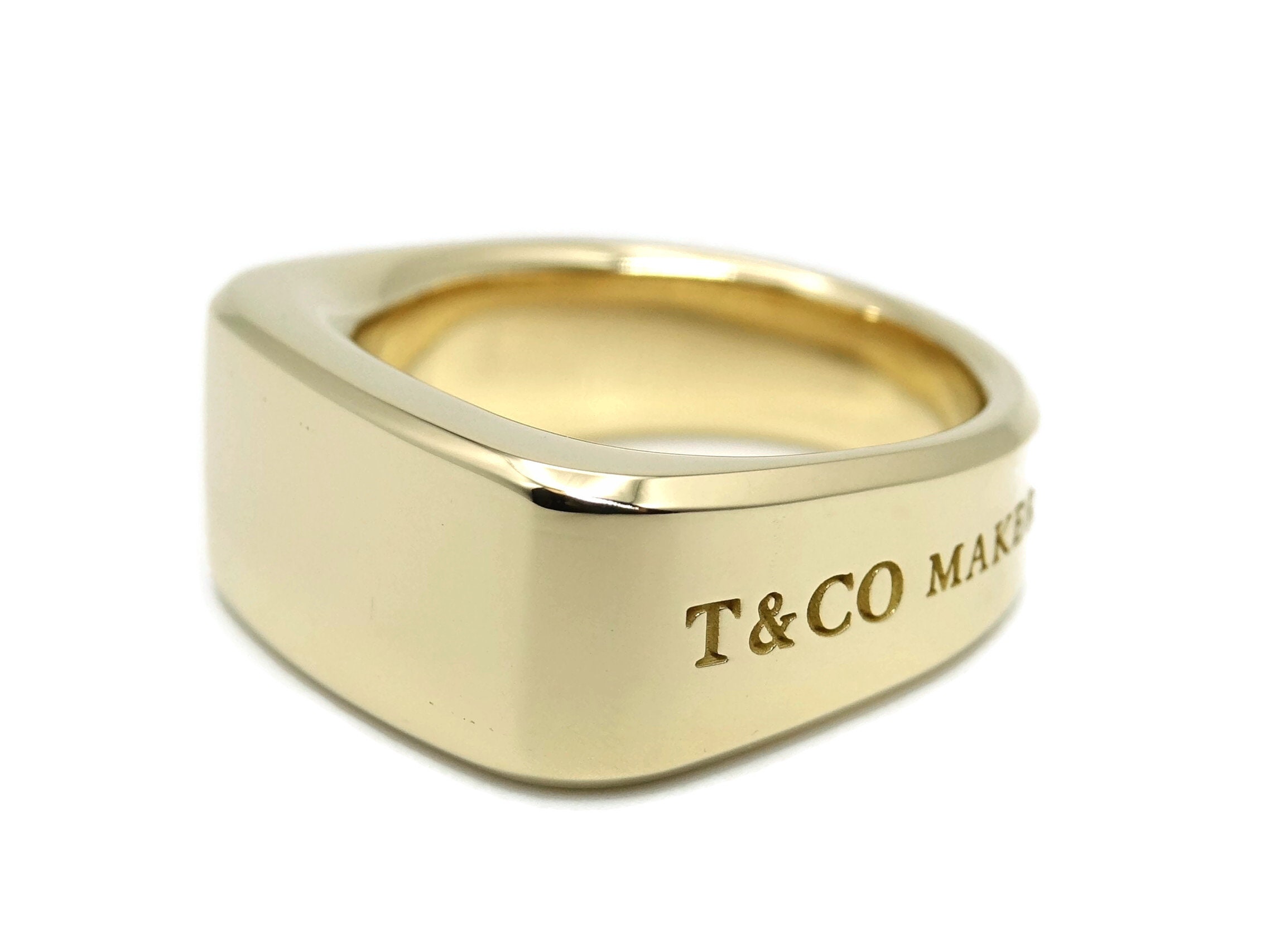 TIFFANY & CO. Mens 18k Yellow Gold Makers Signet Ring - Etsy