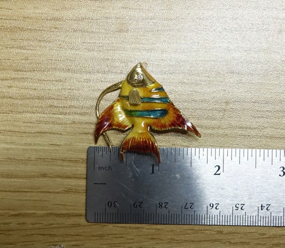 18k Gold Enameled Tropical Fish Brooch/Pendant - image 6