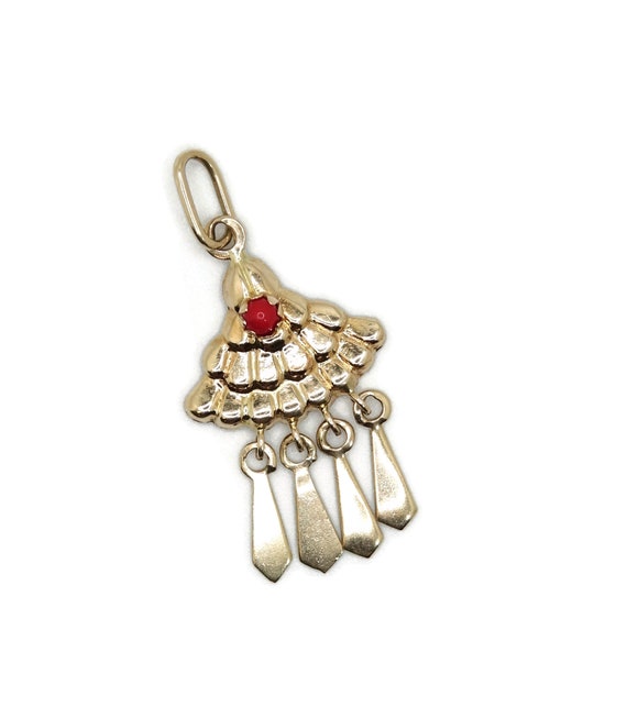 14k Yellow Gold Fan Tassel Charm/ Pendant