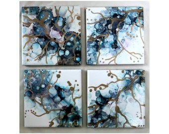 Abstract Alcohol Ink Coaster Set