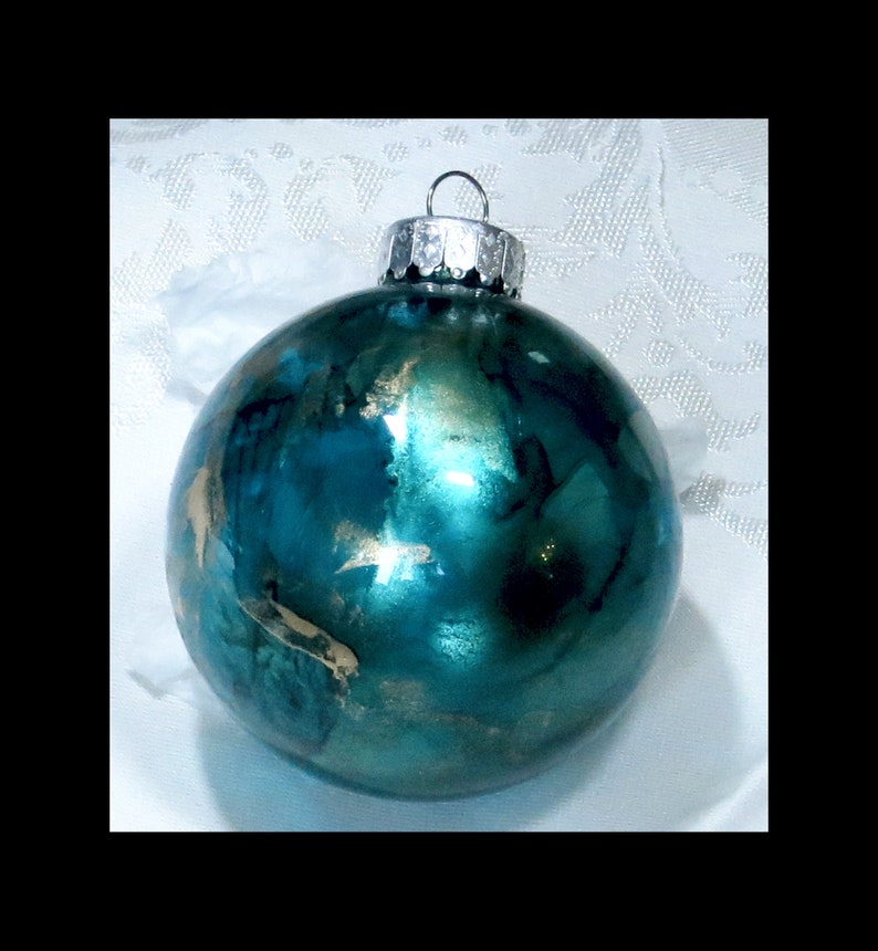 Alcohol ink Glass Christmas ornaments image 1