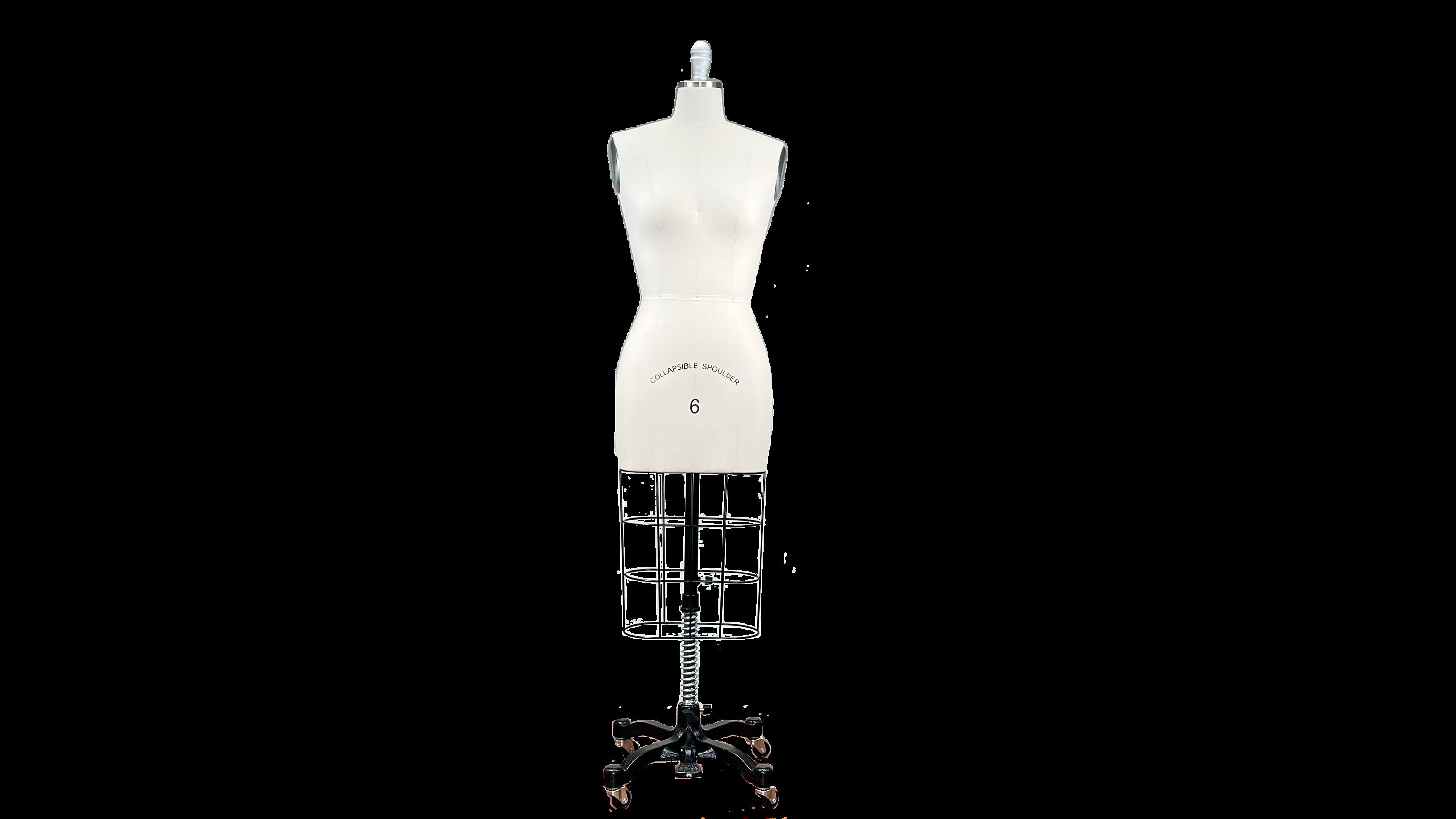 Antique Dressmaker Mannequin w Metal Cage Dress Bottom w Rolling Claw Foot  Base