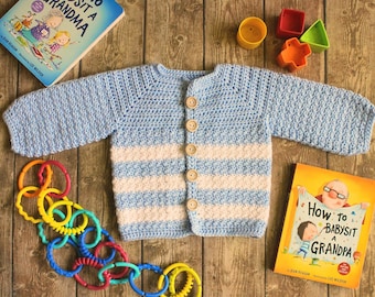 Baby Cardigan, Crochet Baby Sweater, Crochet Baby Boy Outfit, 6-12 Month Sweater, Baby Gift, Baby Boy Gift, Crochet Baby, Baby Sweater