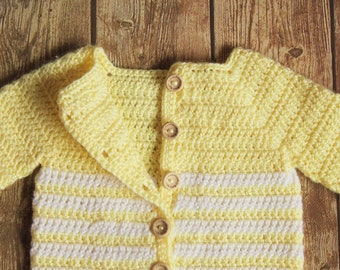 Handmade Baby Cardigan, Crochet Baby Cardigan, Crochet Baby Sweater, Baby Sweater, Baby Shower Gifts, Baby Apparel, 0-3 Month Sweater