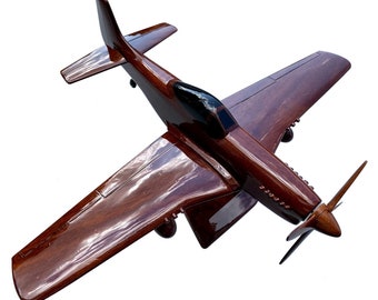 P51 Mustang Mahogany Wood Desktop Airplane Model