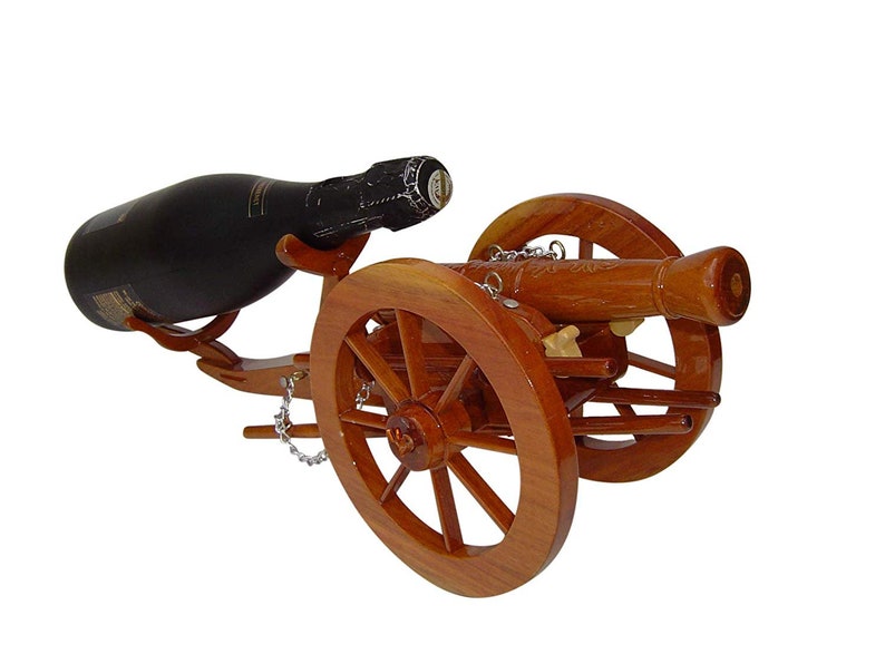 Cannon Wine Bottle Holder Mahogany Wood Desktop Model Etsy