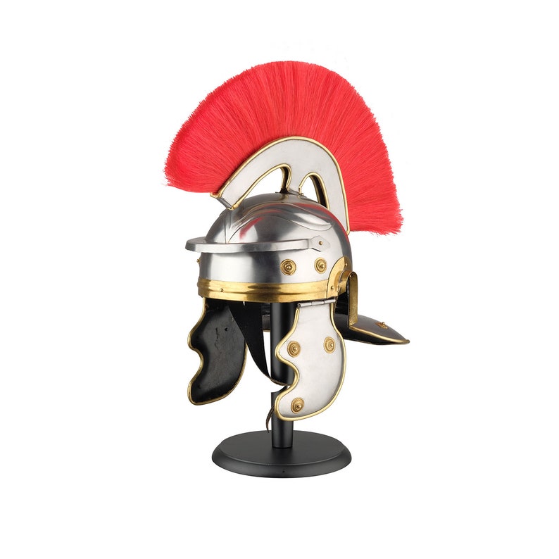 Adult Size Medieval Roman Officer Centurion Historical Helmet Armor Red Plume