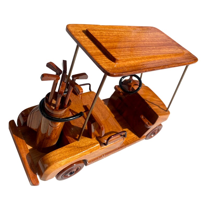 Golf Cart Mahogany Wood Desktop Golf Cart Model Etsy