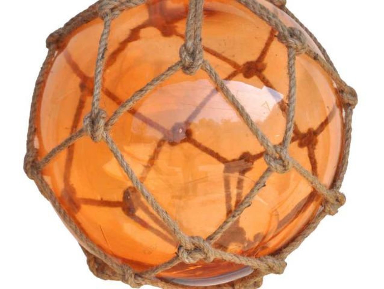Orange Japanese Glass Ball Fishing Float With Brown Netting Etsy