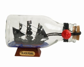 Black Pearl Pirate Ship in a Glass Bottle 5"
