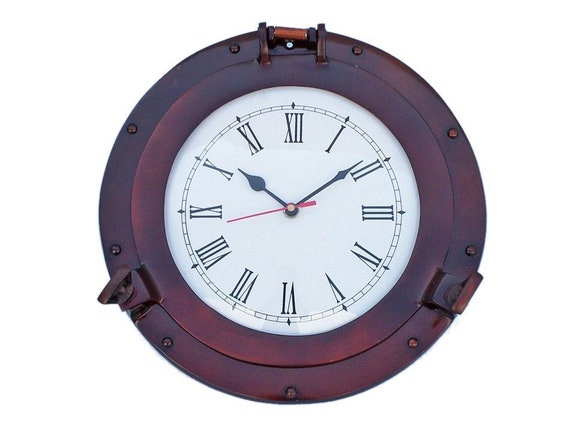 Antique Copper Deluxe Class Porthole Clock 12 -  Canada