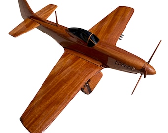 P51 Mustang Mahogany Wood Desktop Airplane Model