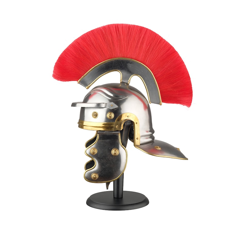 Adult Size Medieval Roman Officer Centurion Historical Helmet Armor Red Plume