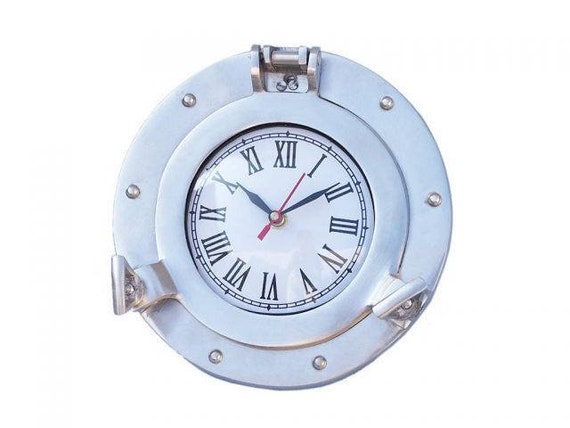 Brushed Nickel Deluxe Class Decorative Ship Porthole Clock -  Canada