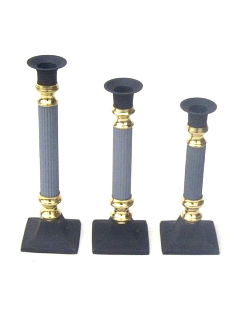 Silver Candle Holder Set 3 Etsy