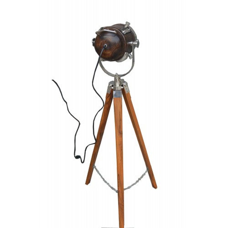 Floor Lamp Stand Wooden Tripod Light Base Timber Spotlight Etsy
