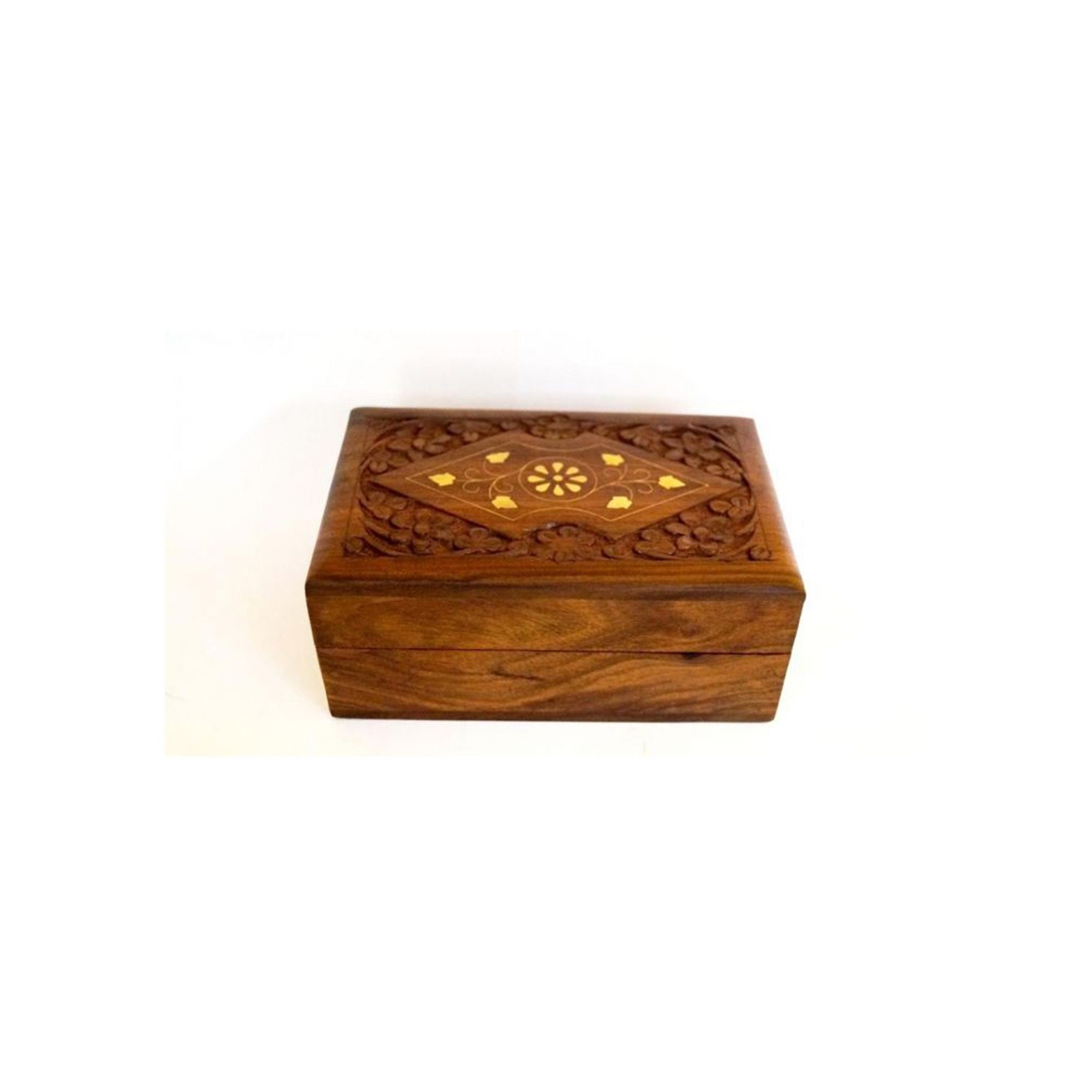 SH1035 Carved Teak Wood Box Inlay Design Etsy