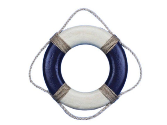 Apoyarse estafador Pulido Aro salvavidas decorativo vintage azul y blanco 10 - Etsy España