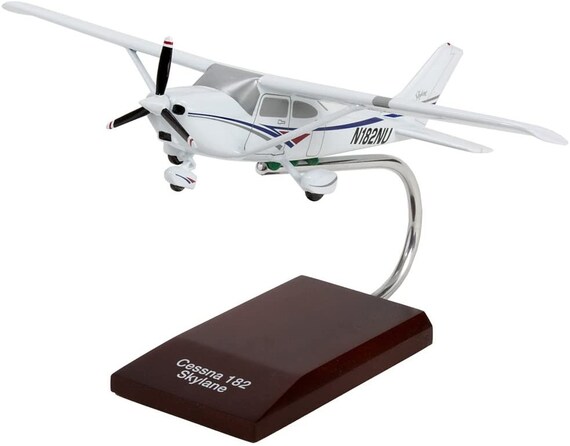 Cessna 182 ® Wooden Model Airplane Mahogany-W Personalized Plaque