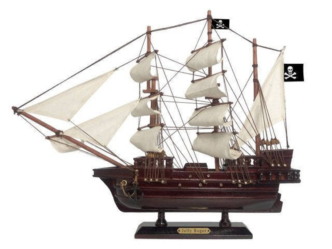 Wooden Captain Hook's Jolly Roger From Peter Pan White Sails
