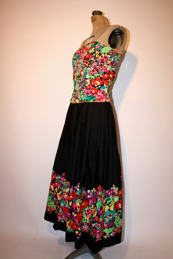 1980s Roberto Dei Polished Cotton Strapless Dress - image 4