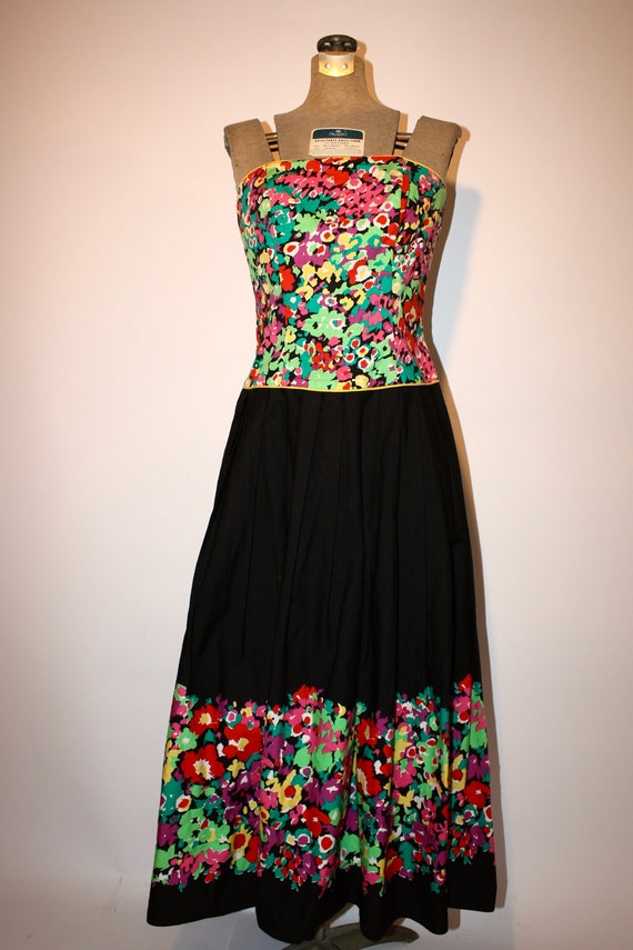 1980s Roberto Dei Polished Cotton Strapless Dress - image 3