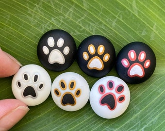 Pet Paw Print hand painted rock art set of 3. Acrylic Paint. Miniature. Magnets