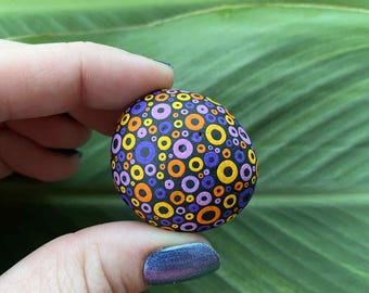Bubble Pattern with fruit loop colours - Hand Painted Rock Art. Acrylic Paint.