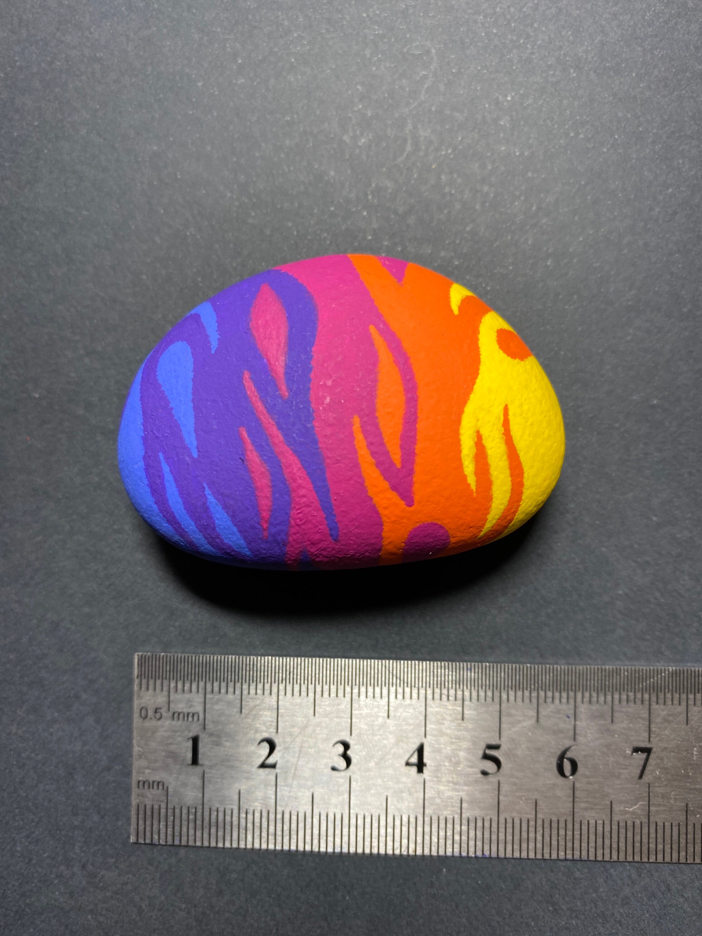 Hand Painted Rainbow Fire. Painted Stone - Etsy