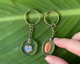 1x Resin keychain with Hand Painted Miniature Rocks inside. You pick. Art. Acrylic Paint.