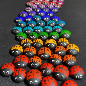 Rainbow ladybugs, painted on stones (small) magnet optional