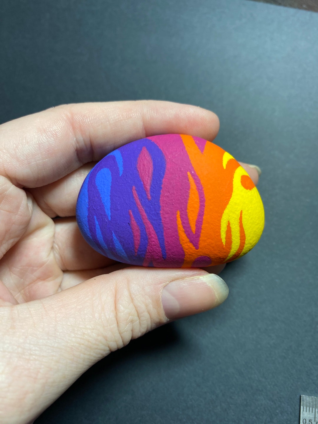 Hand Painted Rainbow Fire. Painted Stone - Etsy