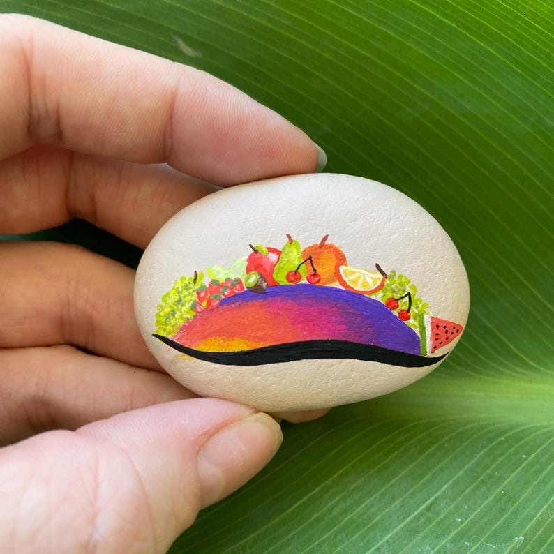 Fruit Salad Bowl Hand Painted Rock Art. Acrylic Paint. Miniature - Etsy
